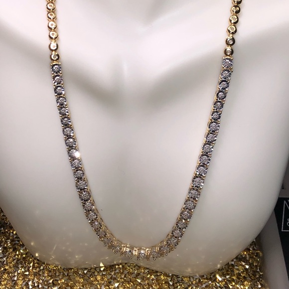 10k yellow gold vermeil Real Diamond Tennis Chain for Mother’s Day gift, bridal - Picture 5 of 11